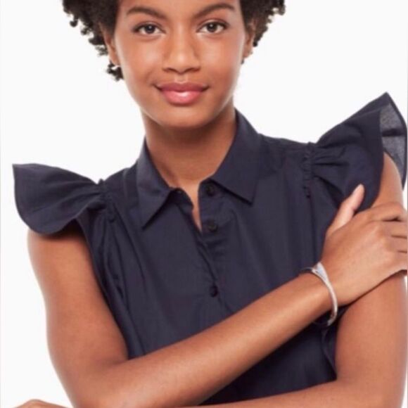 Kate Spade California Dreaming Pave Silver & Blue Ocean Wave Hinged Bracelet - Picture 6 of 7